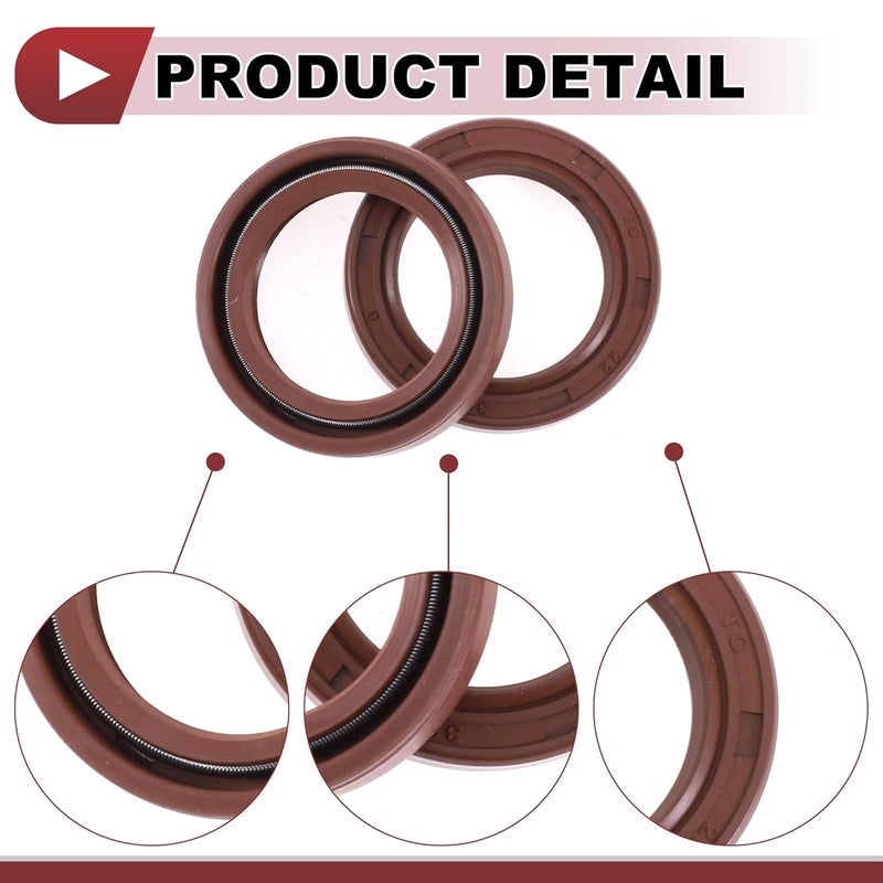 HEROFFIX Universal Oil Seal TC Seal Ring Rotary Shaft Seal 22x32x6mm High Pressure FKM Rubber Brown 2 Pcs - Image 5